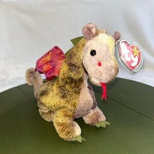 RARE | RETIRED |TY Beanie Baby - SCORCH the Dragon (7 Inch) with heart tags 1998